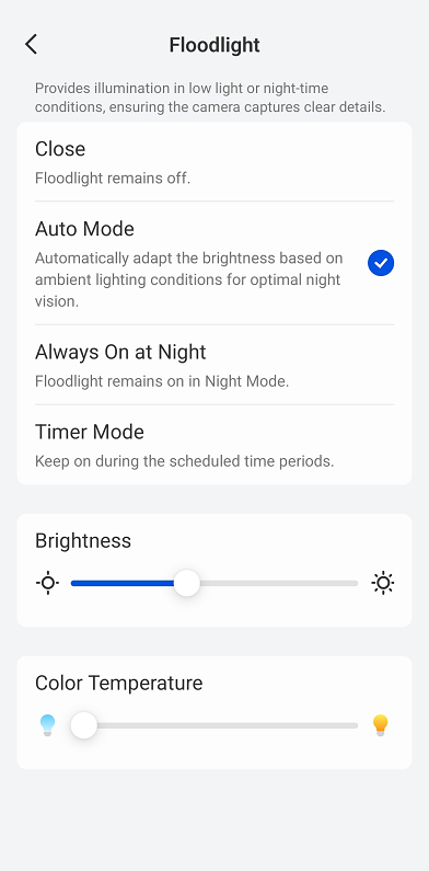 floodlight on app