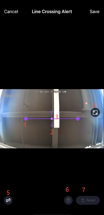 line crossing settings
