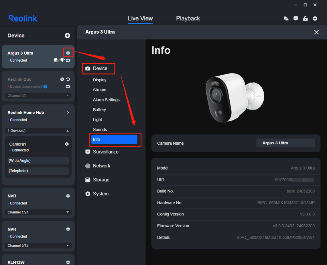 system info camera