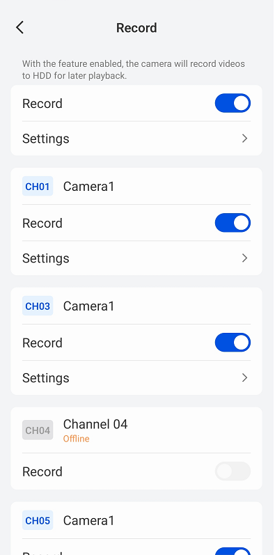 NVR record button