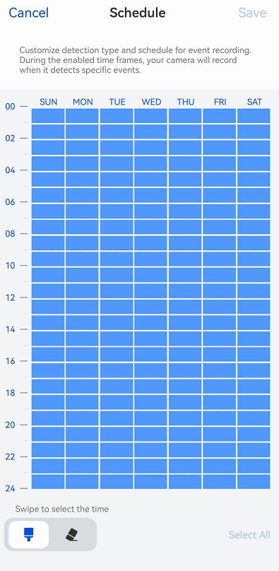 schedule page（customize detection）