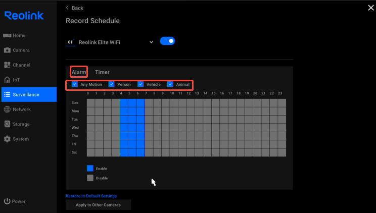 alarm page