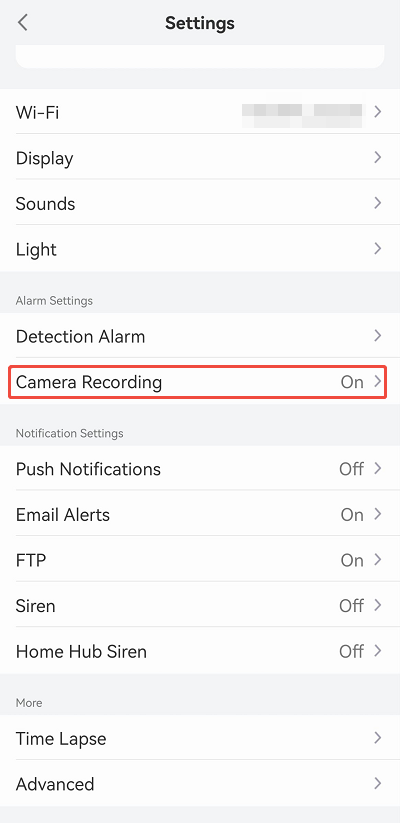 tap home hub camera recording