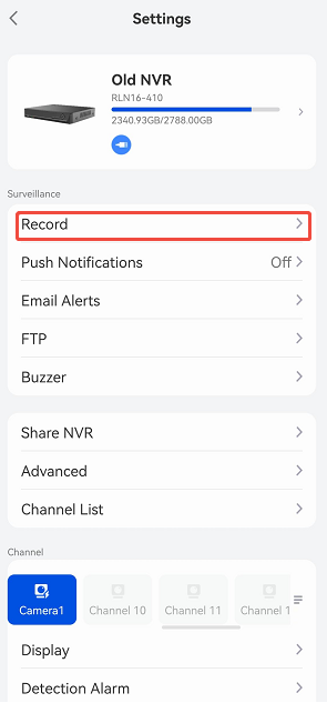 tap record（old NVR）
