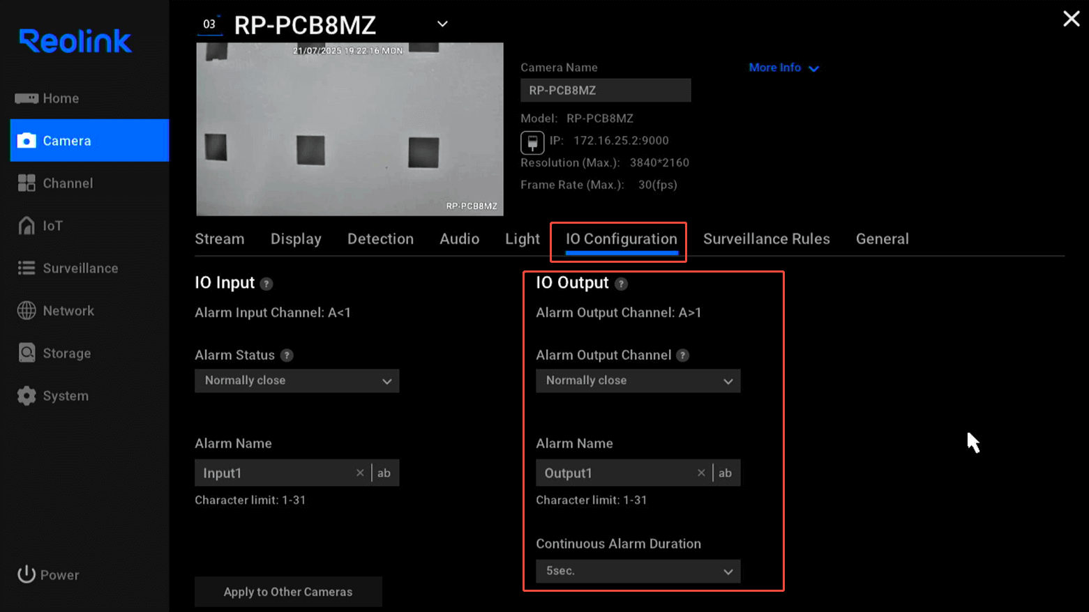 output configuration