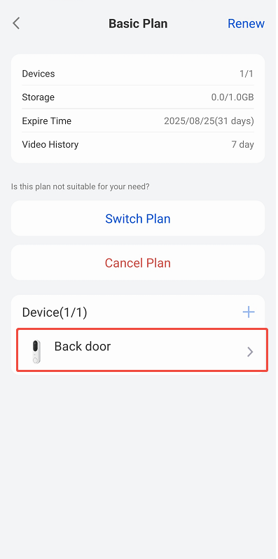 enter camera cloud settings