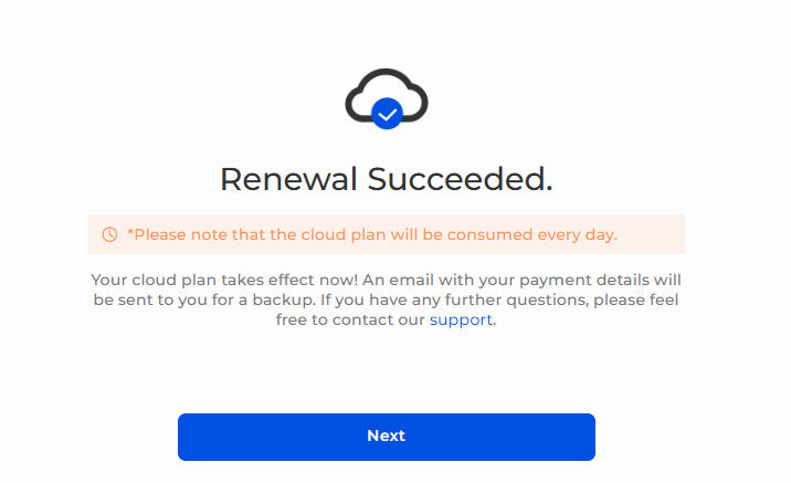 renewal succeeded on web