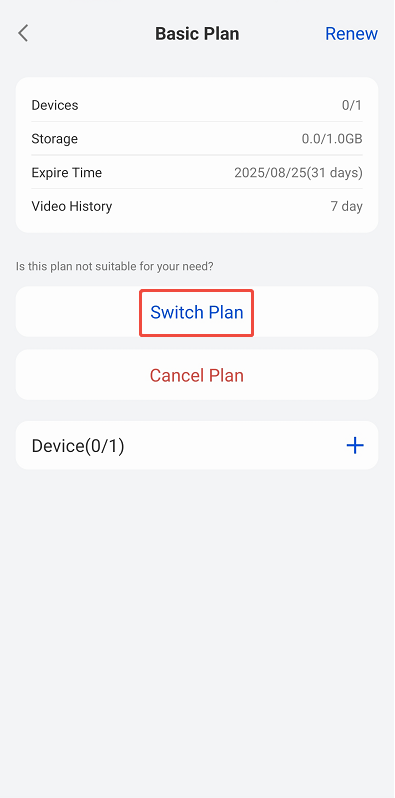 switch plan on app