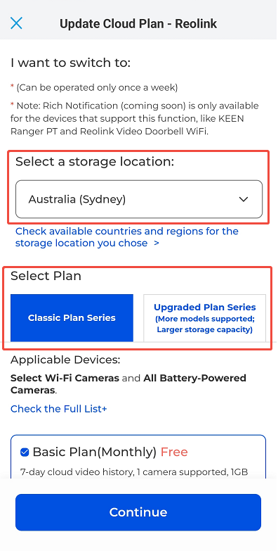 storage location and plan