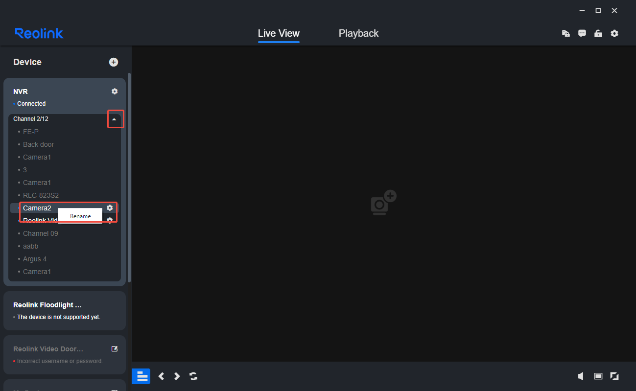 Rename camera on client