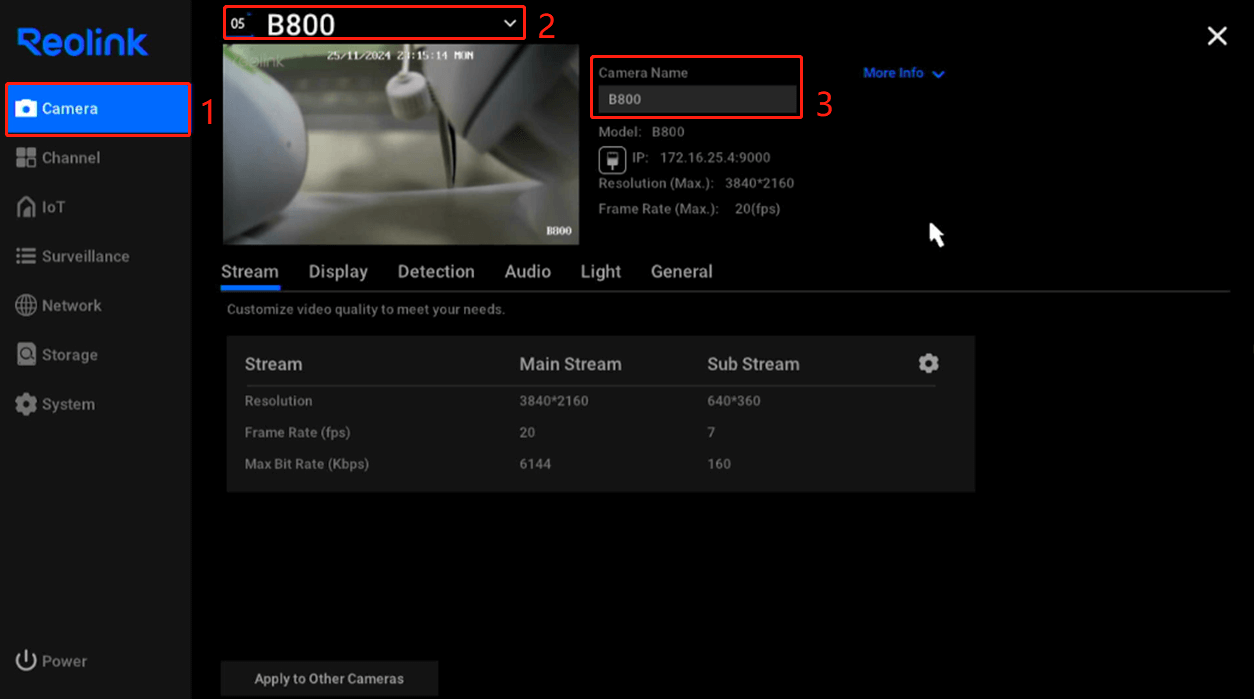 change camera name
