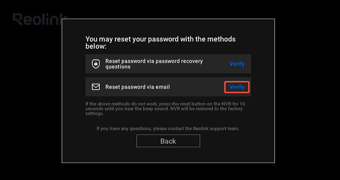 verify reset password by email