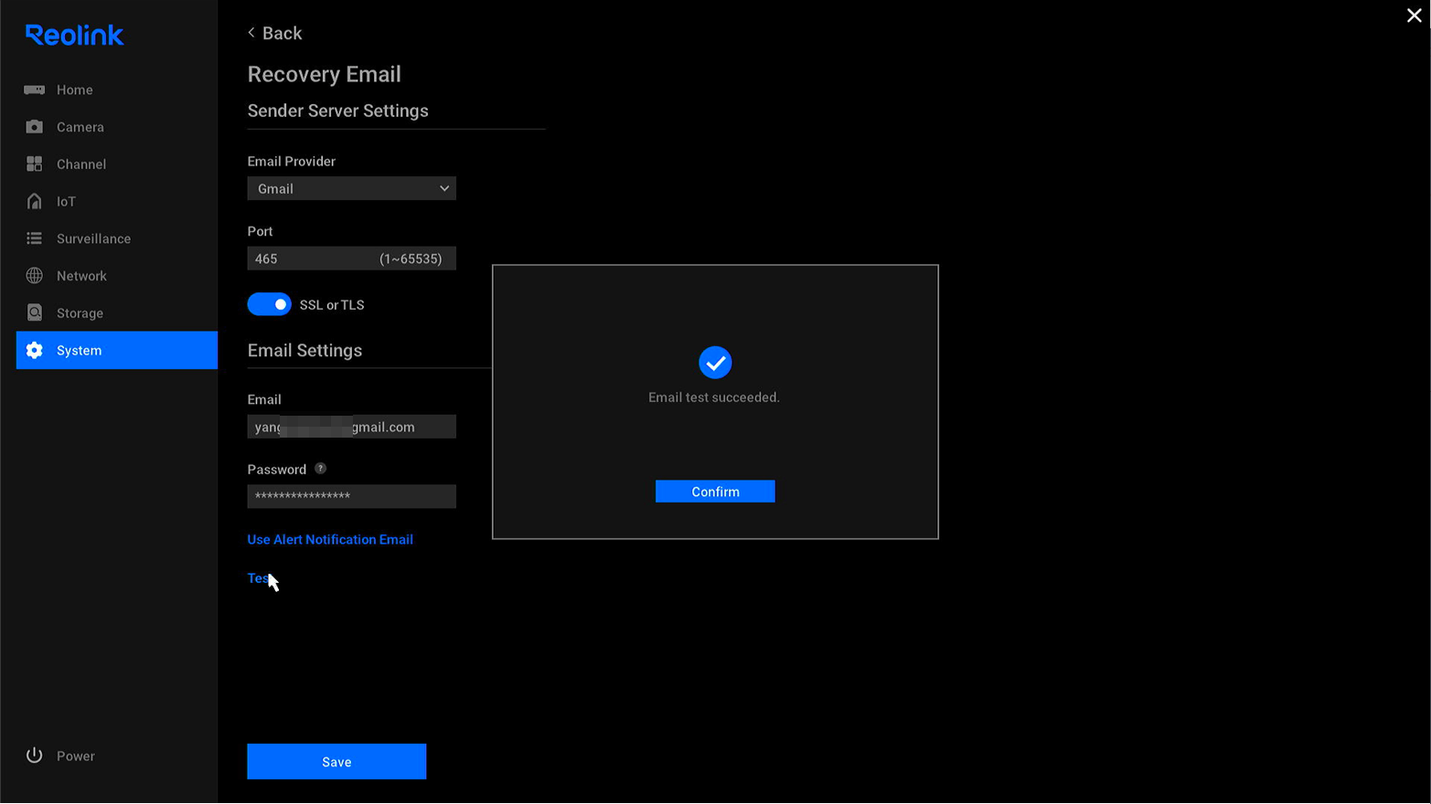 email test succeeded