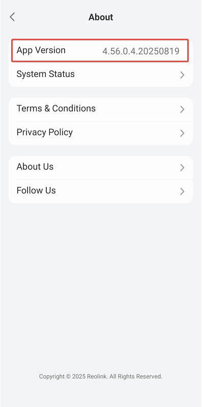 app version