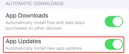 ios auto app update