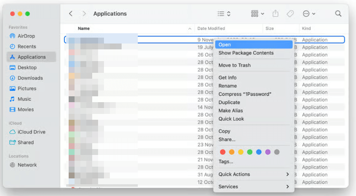 open client on application