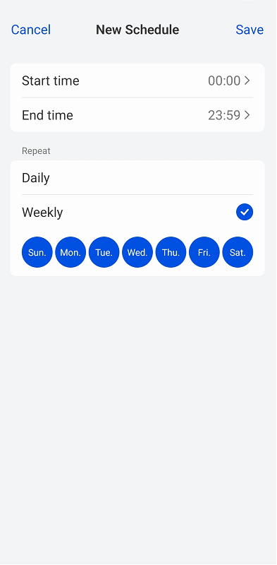 add time period weekly