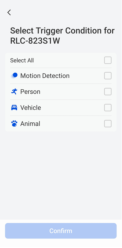 select trigger condition