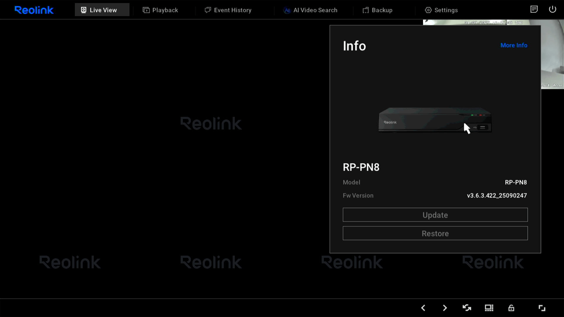 display NVR model and firmware version