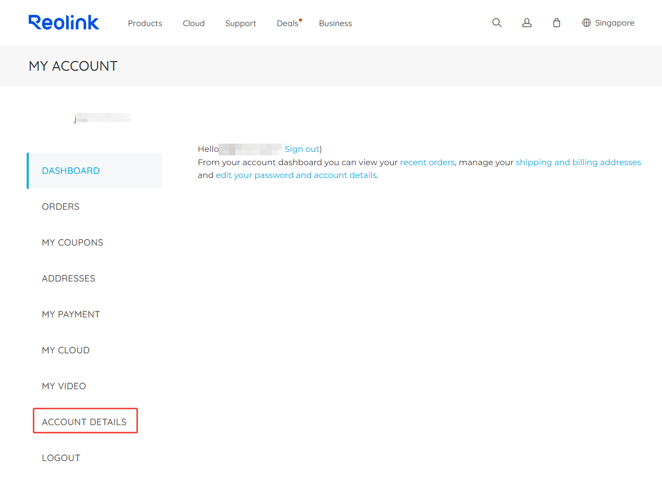 account details