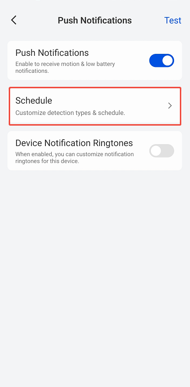 schedule settings