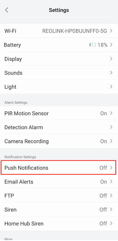 push notification setting