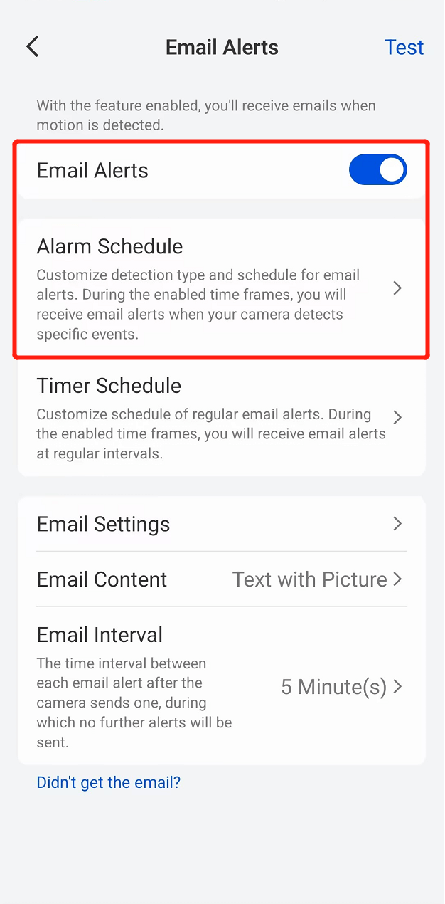 email alarm schedule