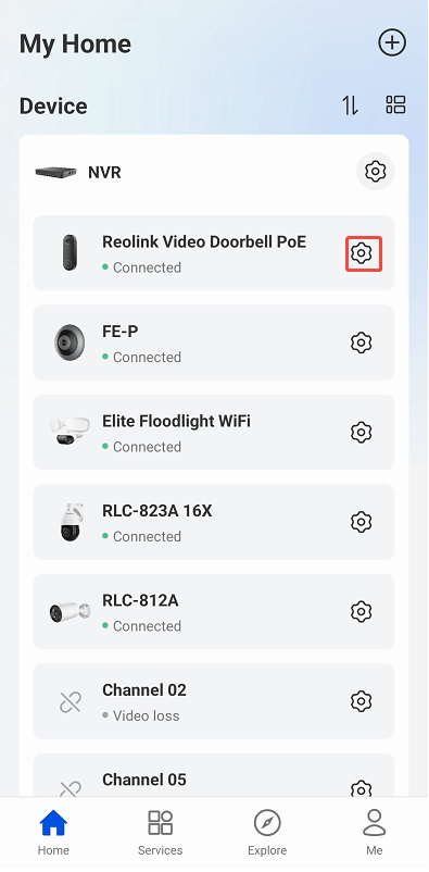 doorbell under NVR settings