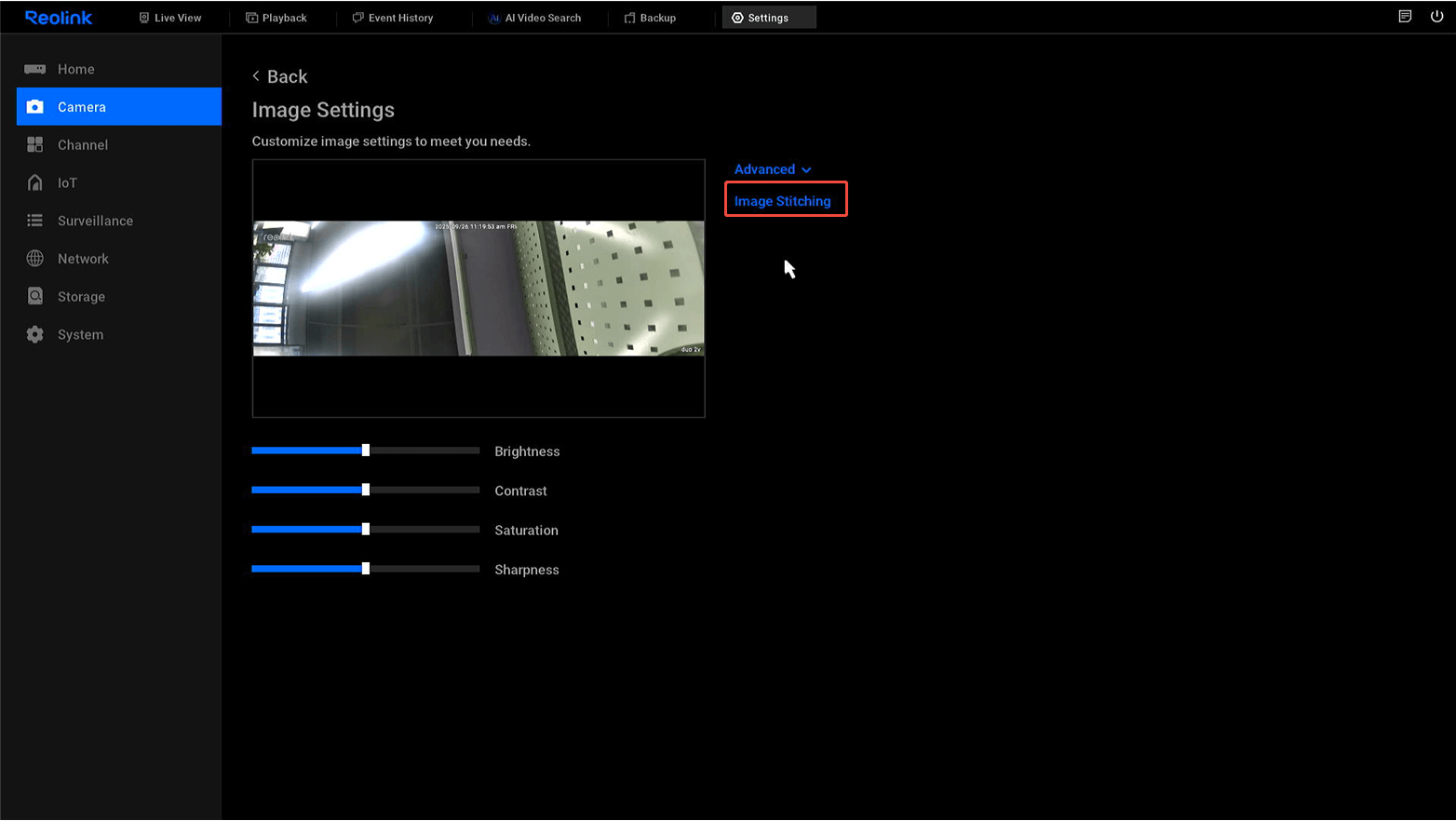 image stitching on NVR