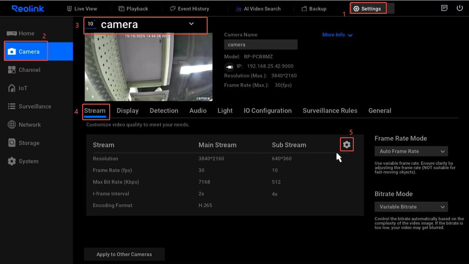 stream settings