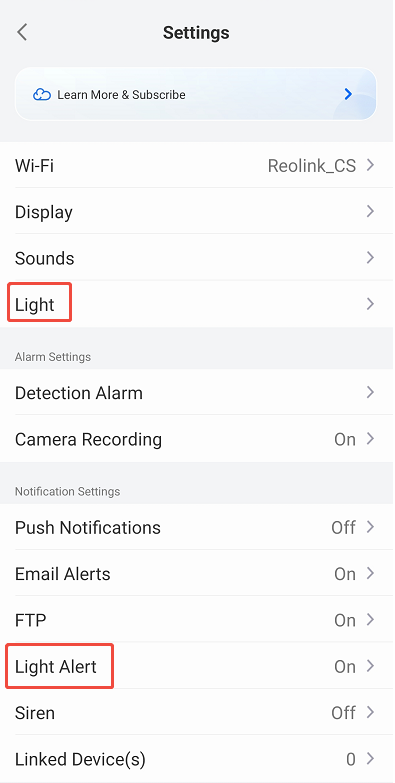 light and light alert