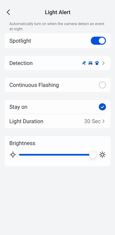 light alert with stay on