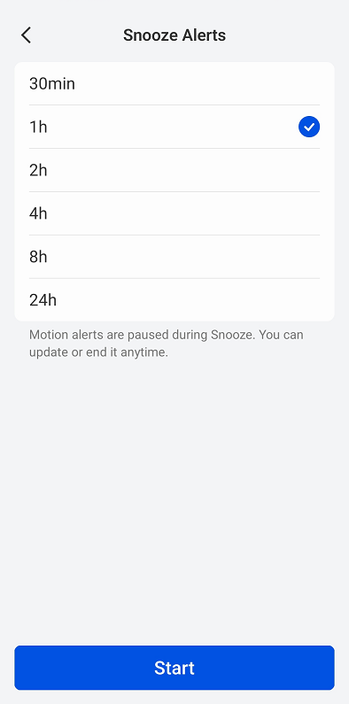 snooze alert set time