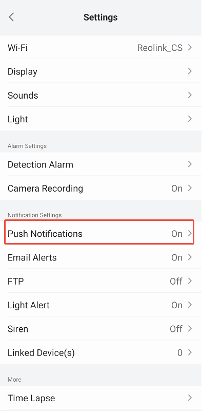 push notification settings