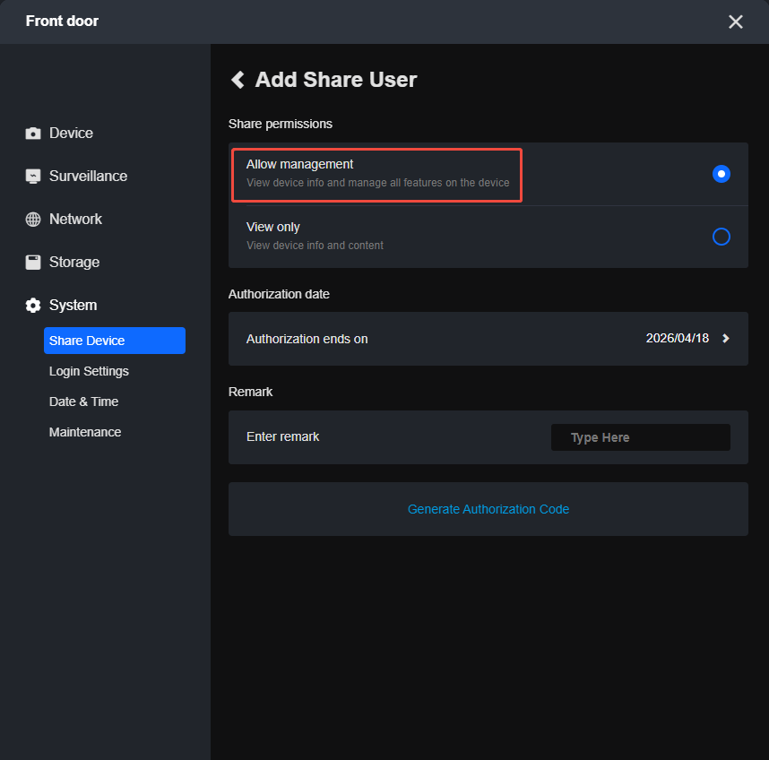 allow management client
