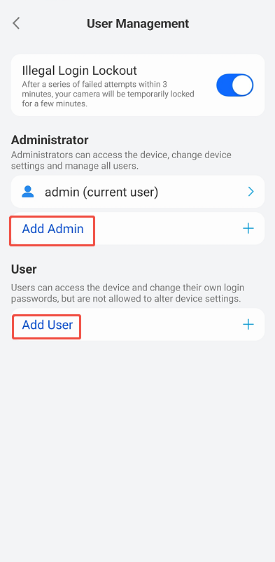 add admin or user