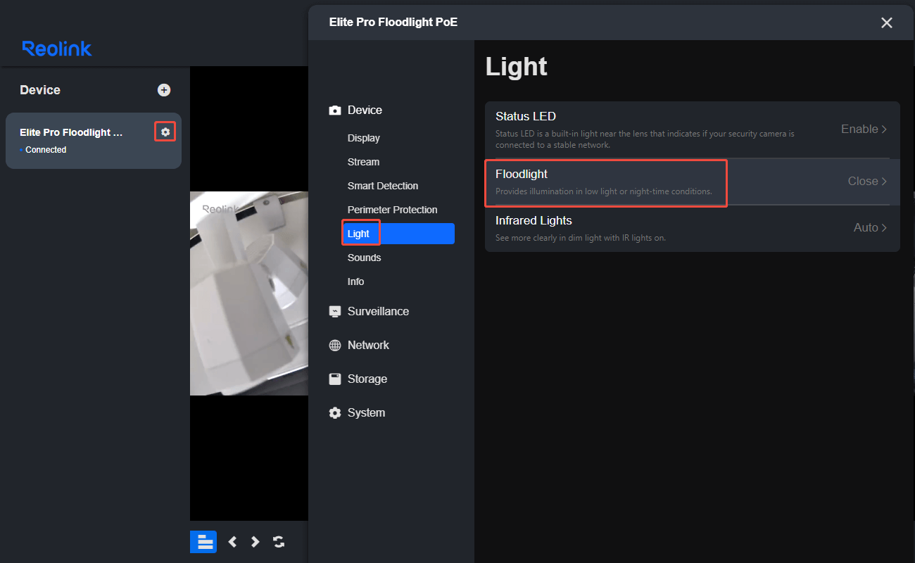 elite floodlight client