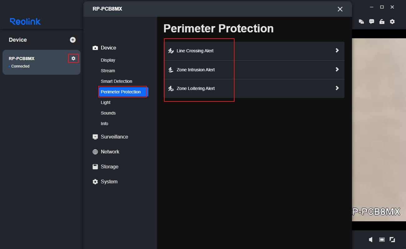 perimeter detection client