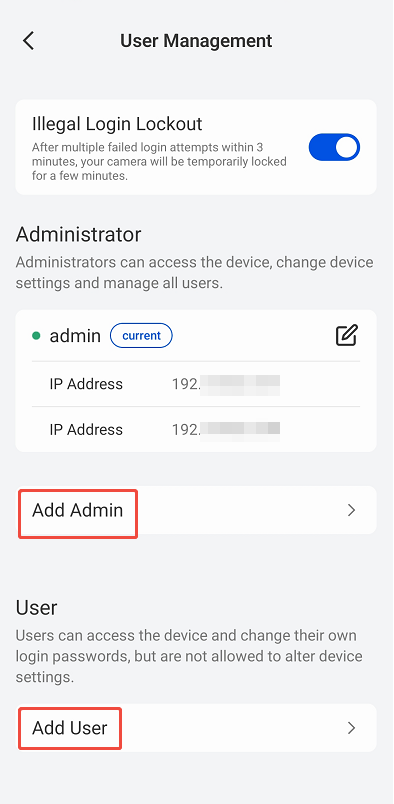 add admin and user