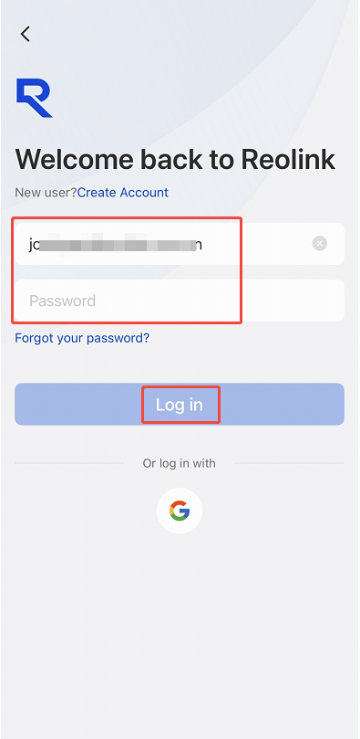 Enter the email address and pwd