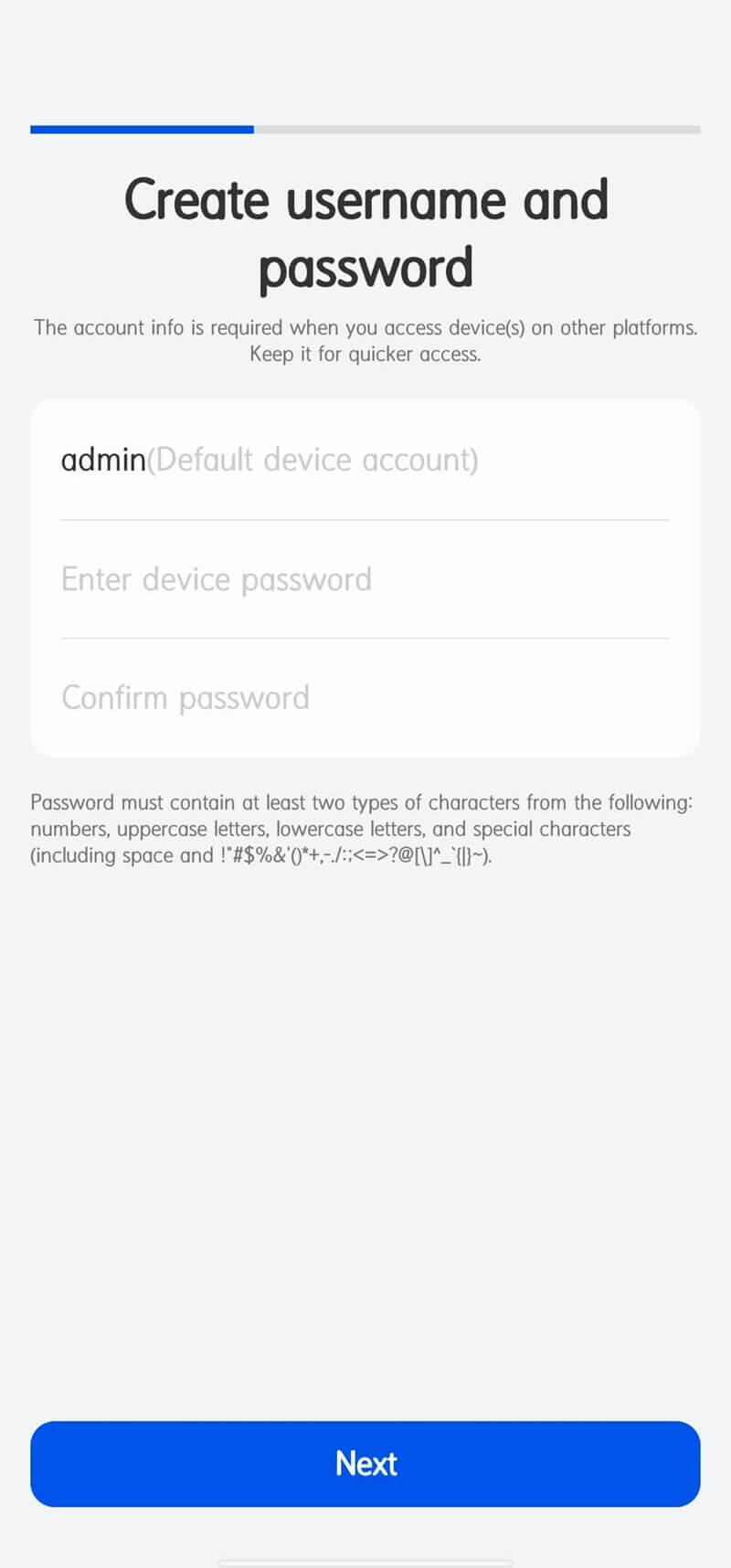 create camera password