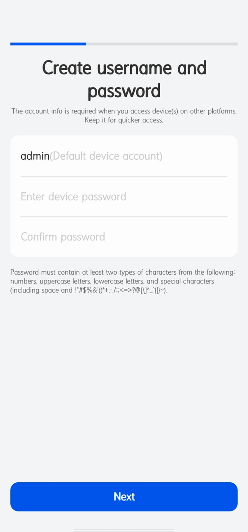 create camera password
