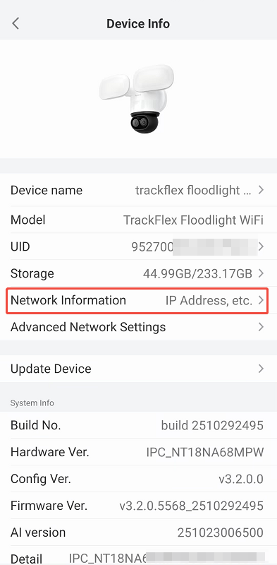 device info