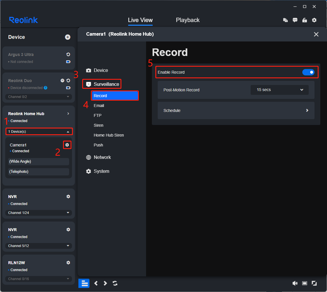 enable record home hub