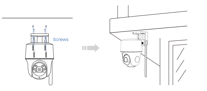 Secure camera with screws in ceiling
