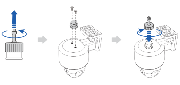 Secure the bracket to camera with screws