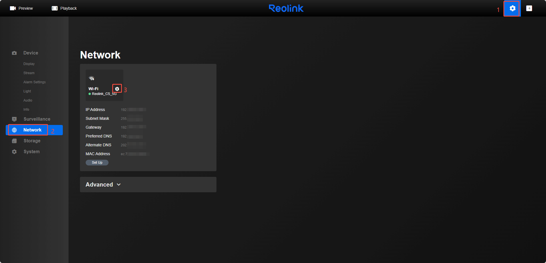 change wifi settings on web