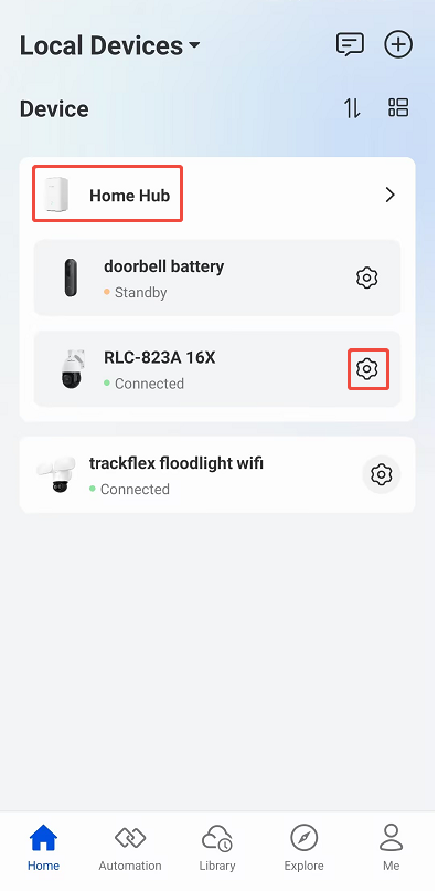 hub camera's settings