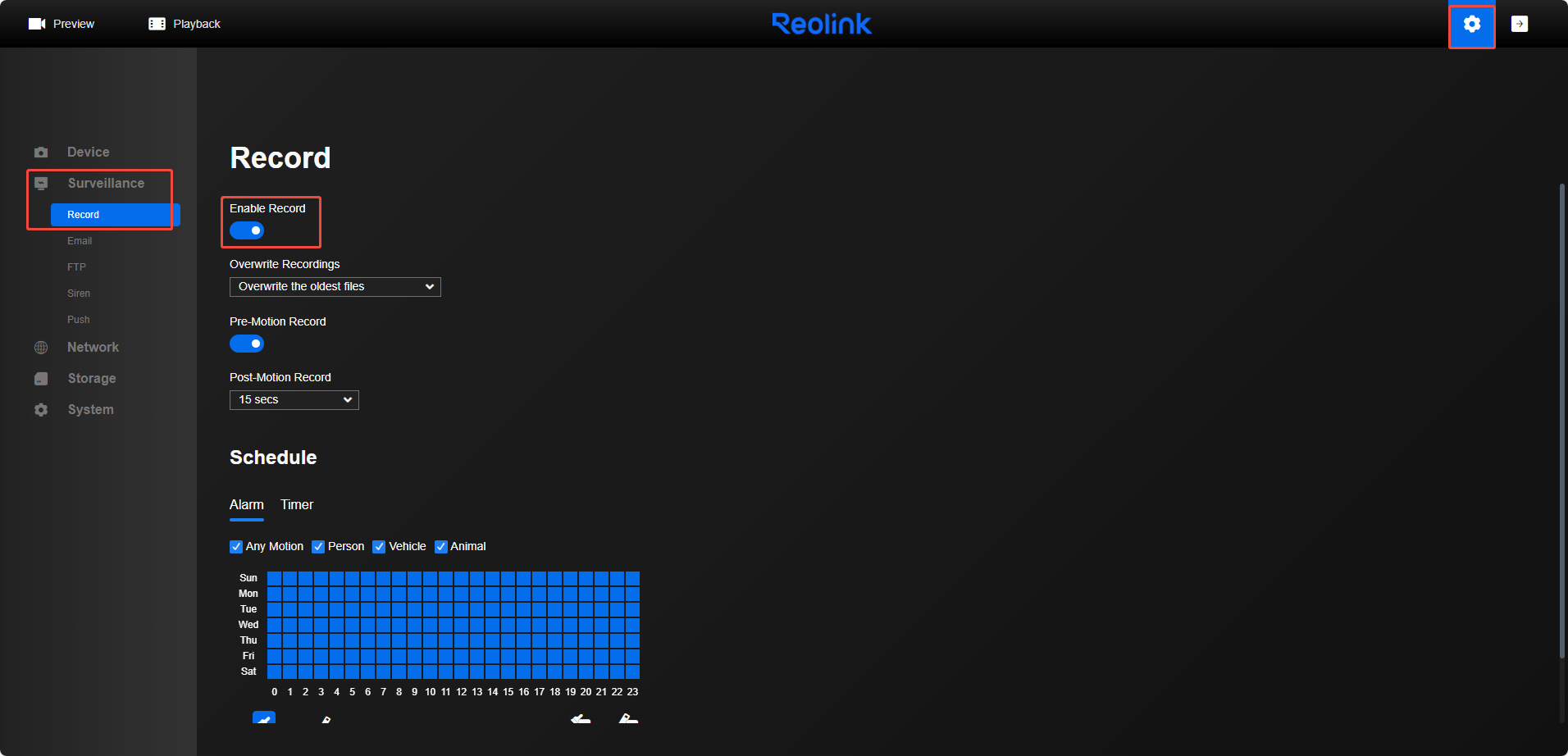 enable record on web