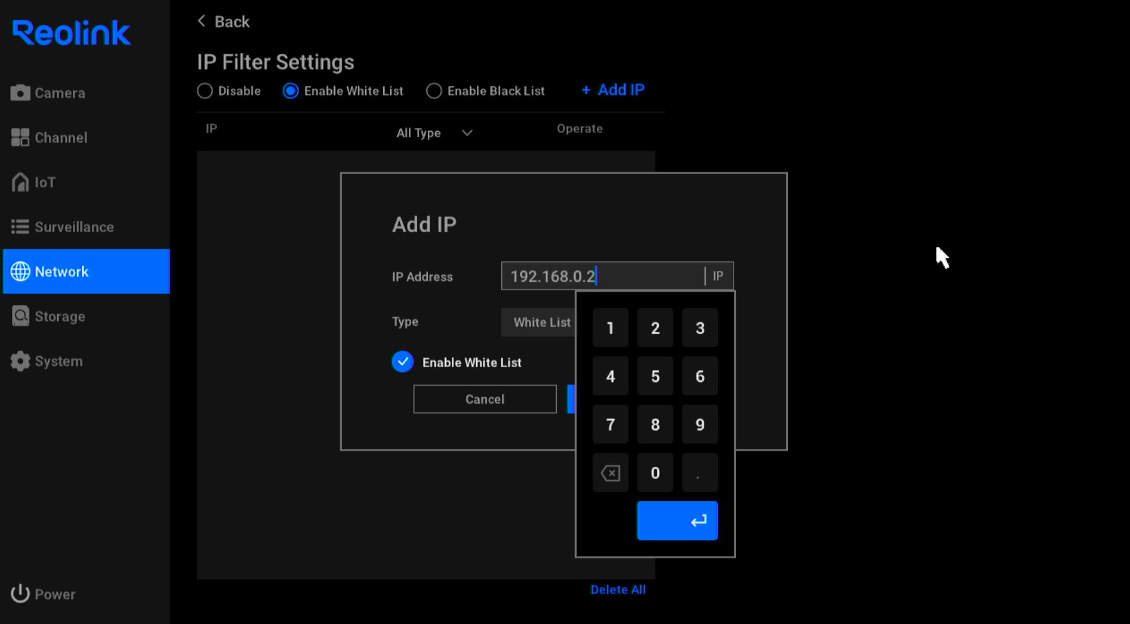 input the IP address you want